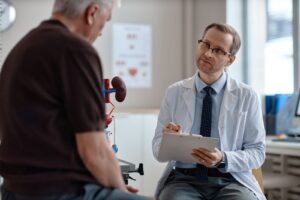 Urologist consulting a male patient in Manhattan