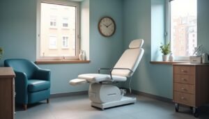 Calm modern urology consultation room in a Manhattan medical office